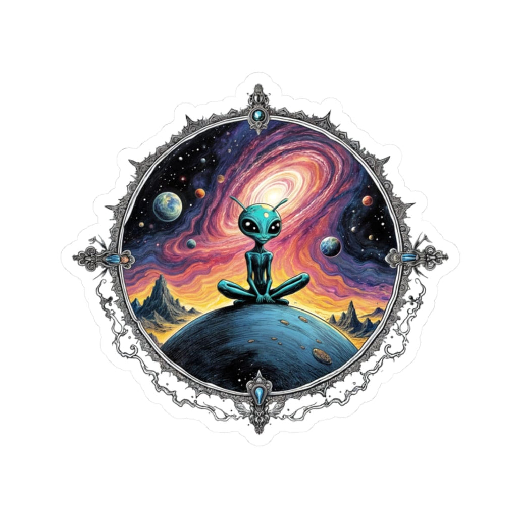 Printify Paper products 2" × 2" / White Sticker -  Exploring the Cosmos, One Planet at a Time! - Alien & Space Kiss-Cut