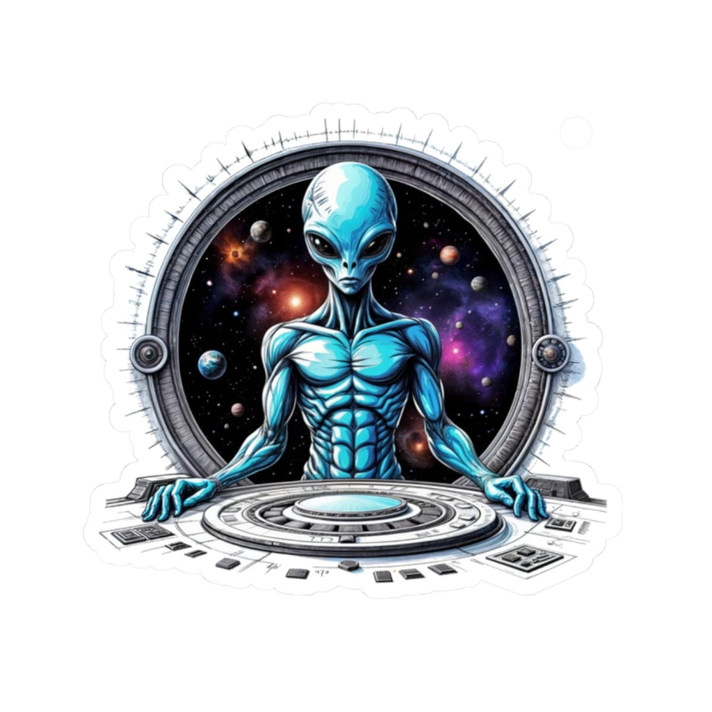 Printify Paper products 2" × 2" / White Sticker - Galactic Traveler Ready for Cosmic Adventures! - Alien & Space Kiss-Cut