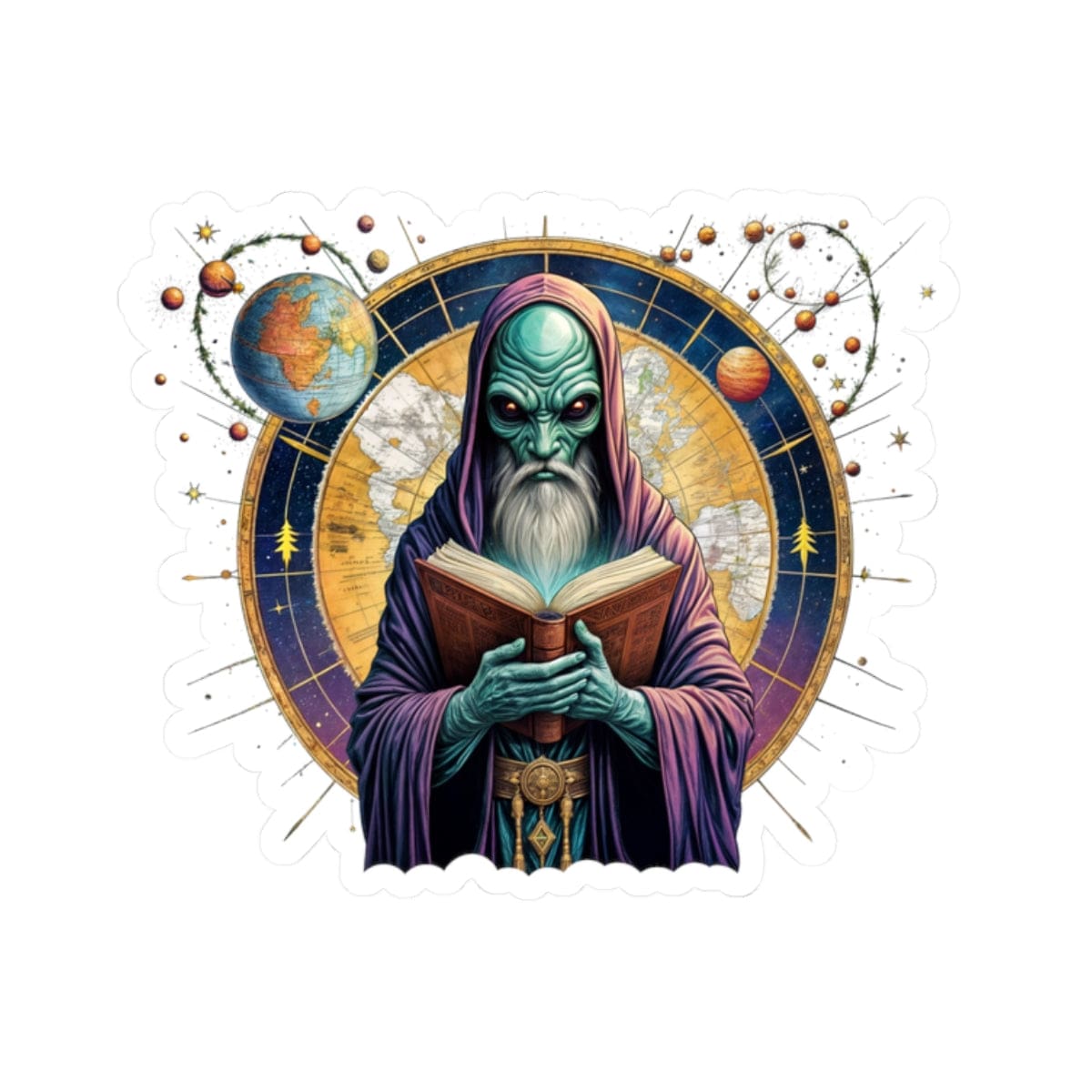 Printify Paper products 2" × 2" / White Sticker - Intergalactic Mystery What's Behind Door Number 3 - Alien & Space Kiss-Cut