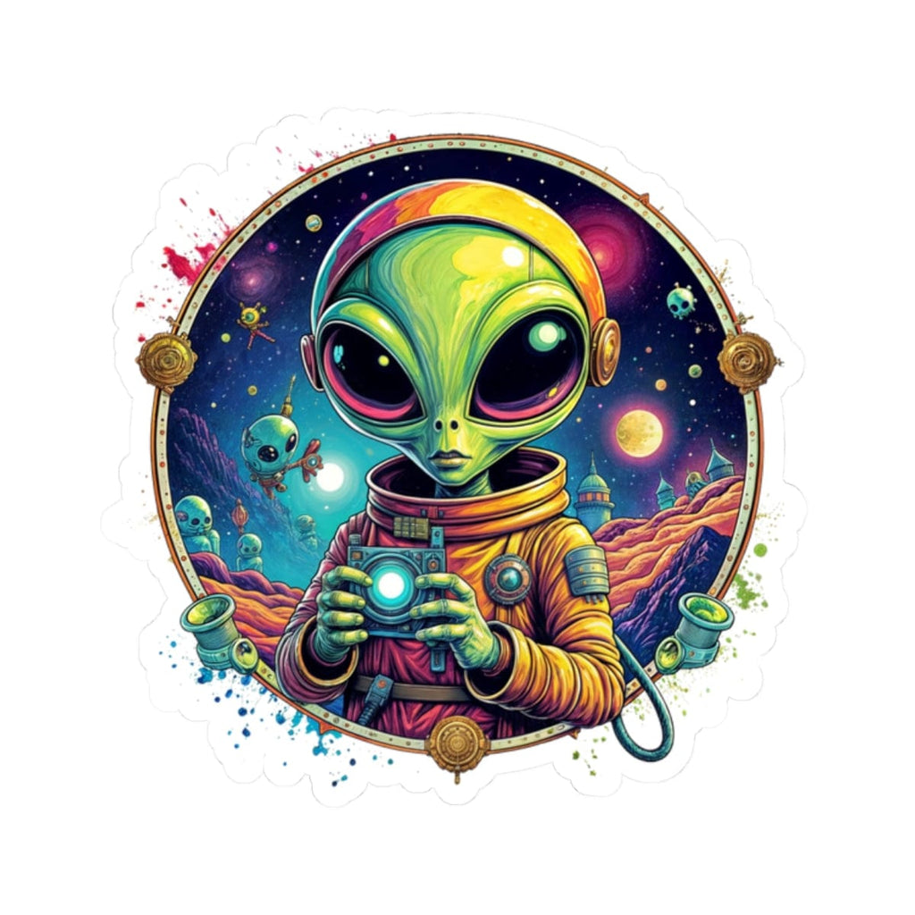 Printify Paper products 2" × 2" / White Sticker - Take Me to Your Leader… After a Quick Selfie! - Alien & Space Kiss-Cut