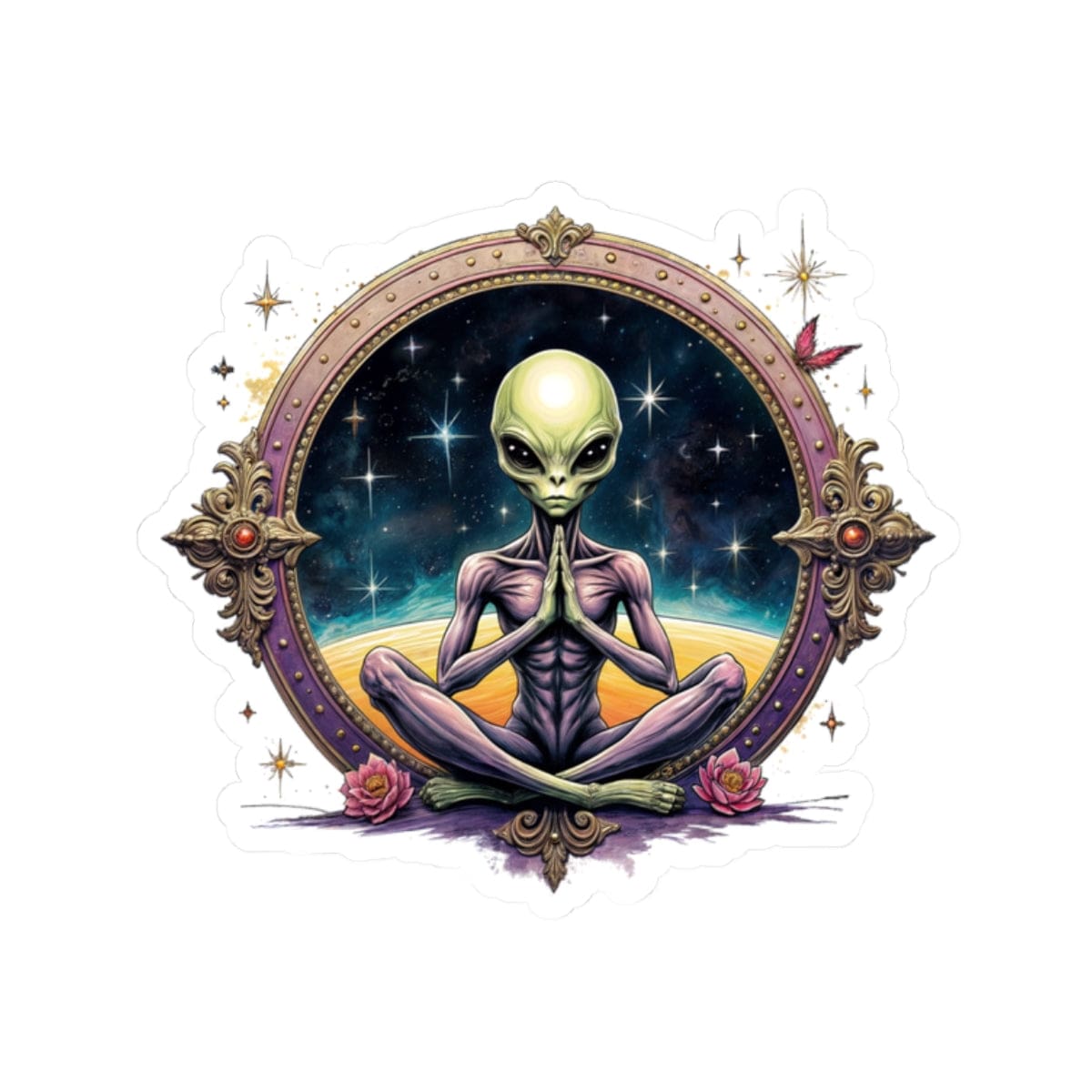 Printify Paper products 2" × 2" / White Sticker - The Truth is Out There… but So Are the Aliens! - Alien & Space Kiss-Cut