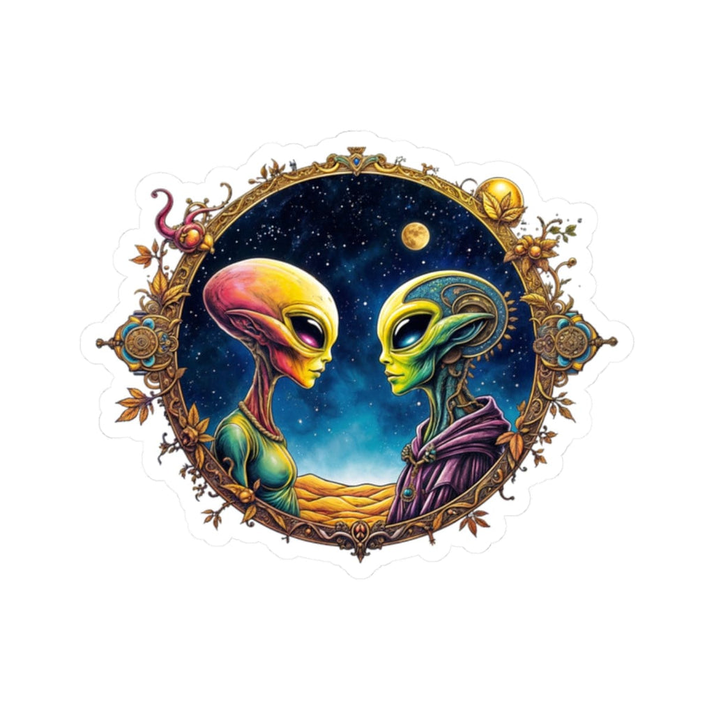 Printify Paper products 2" × 2" / White Sticker - We Are Not Alone - The Party Just Got Started! - Alien & Space Kiss-Cut