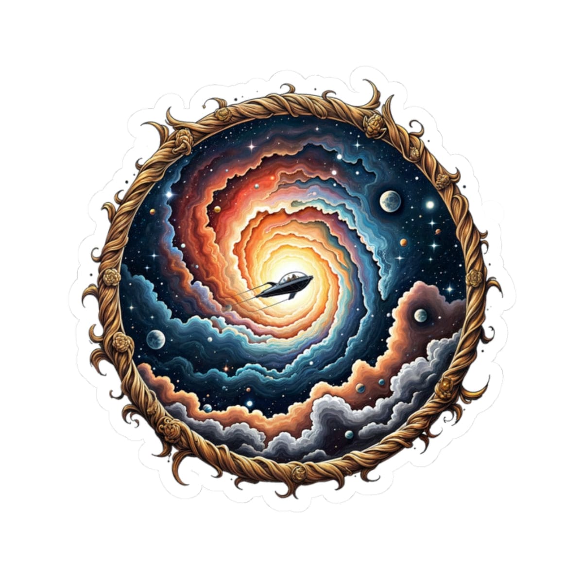 Printify Paper products 2" × 2" / White The Answers Are Up There - UFO & Cosmic Kiss-Cut Stickers