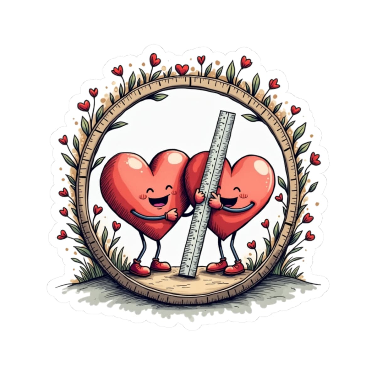 Printify Paper products 2" × 2" / White The Sum of Our Hearts - Love & Fun Kiss-Cut Stickers