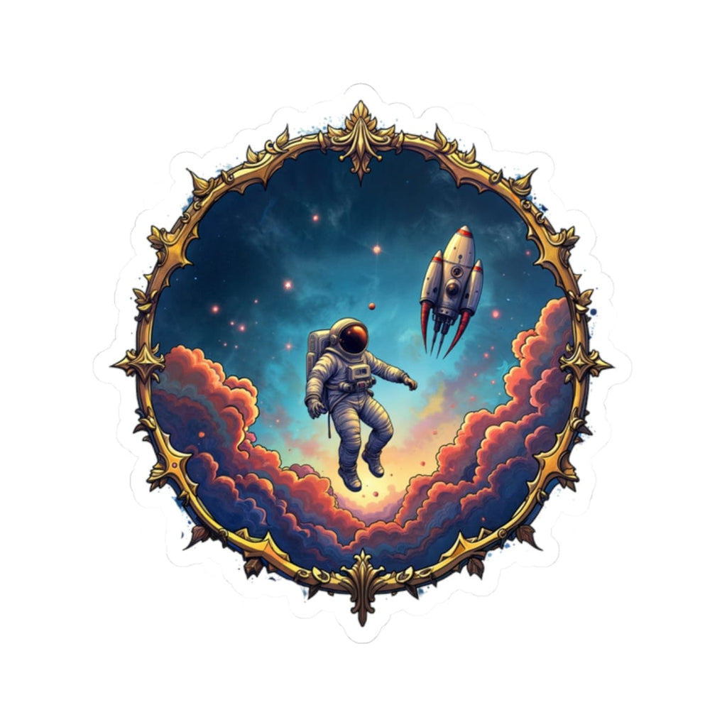 Printify Paper products 2" × 2" / White To New Horizons! - UFO & Cosmic Kiss-Cut Stickers