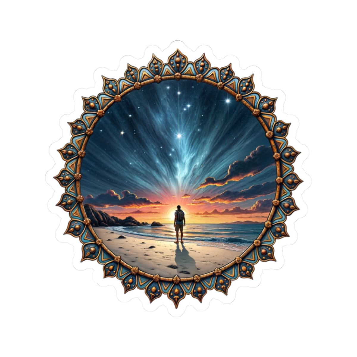 Printify Paper products 2" × 2" / White We Are Not Alone - UFO & Cosmic Kiss-Cut Stickers