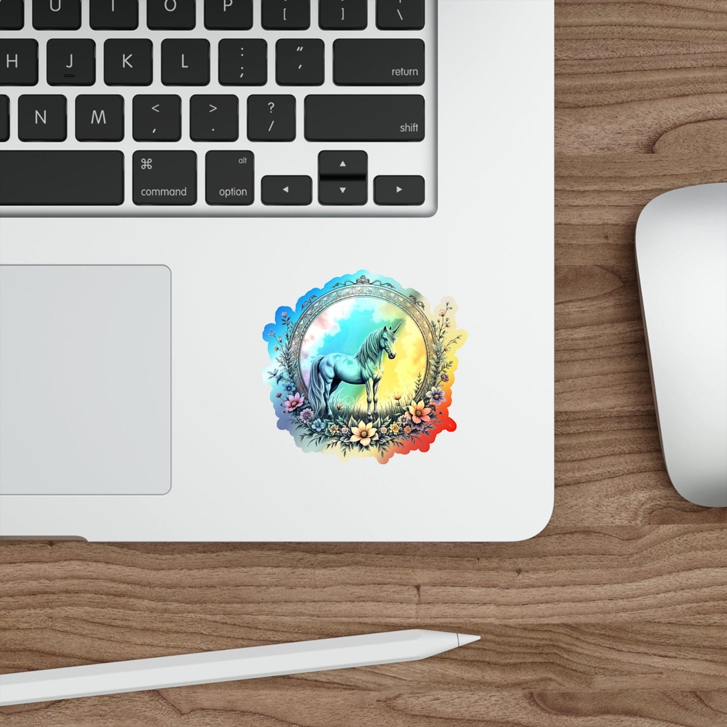 Printify Paper products 3" × 3" / Die-Cut / Holographic Balance Unicorn - Holographic Die-Cut Sticker