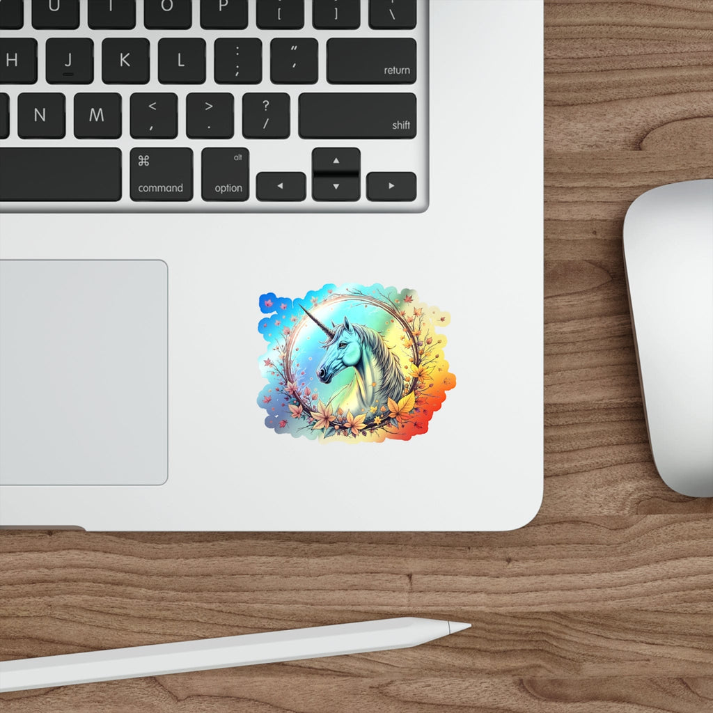 Printify Paper products 3" × 3" / Die-Cut / Holographic Gratitude Unicorn - Holographic Die-Cut Sticker