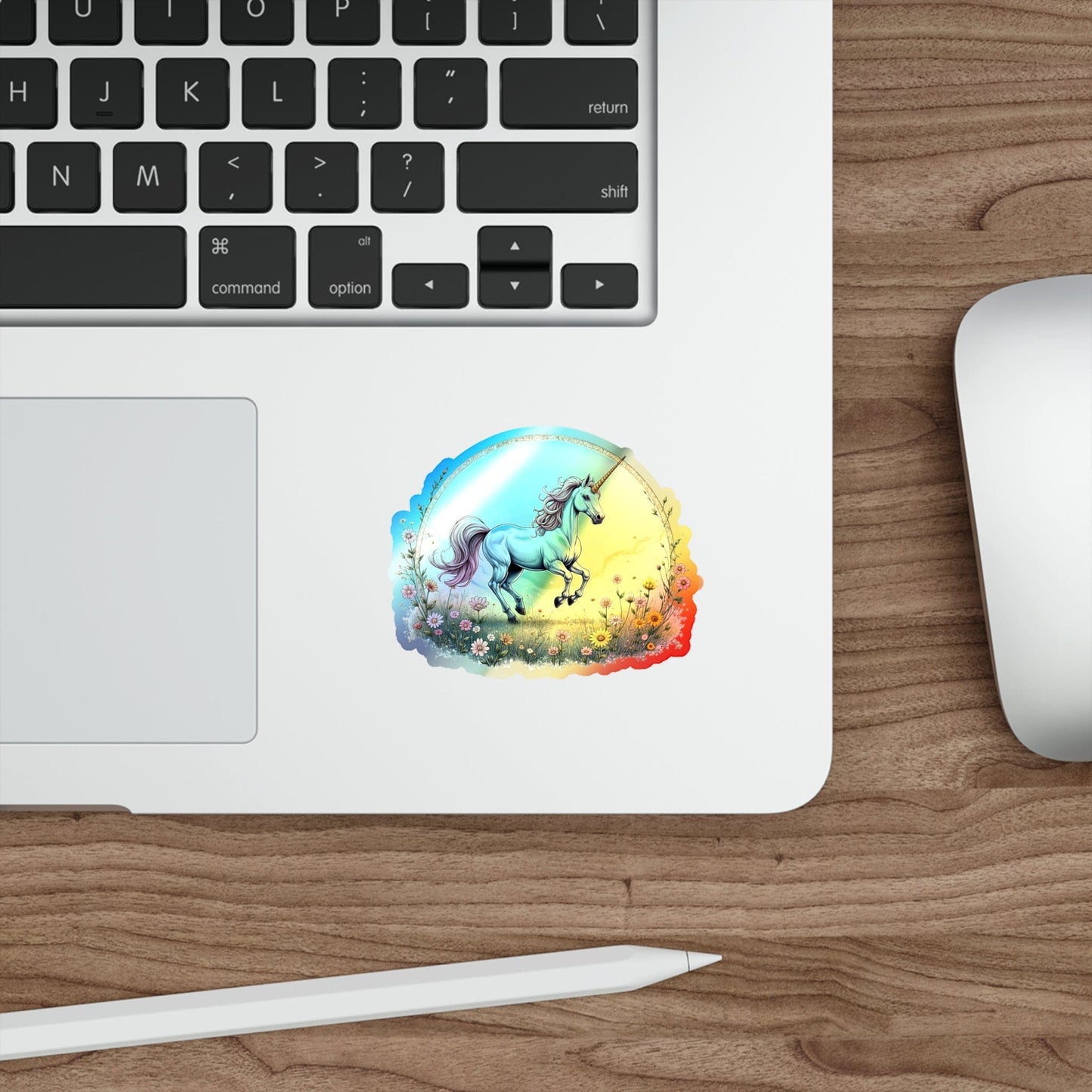 Printify Paper products 3" × 3" / Die-Cut / Holographic Joy Unicorn - Holographic Die-Cut Sticker