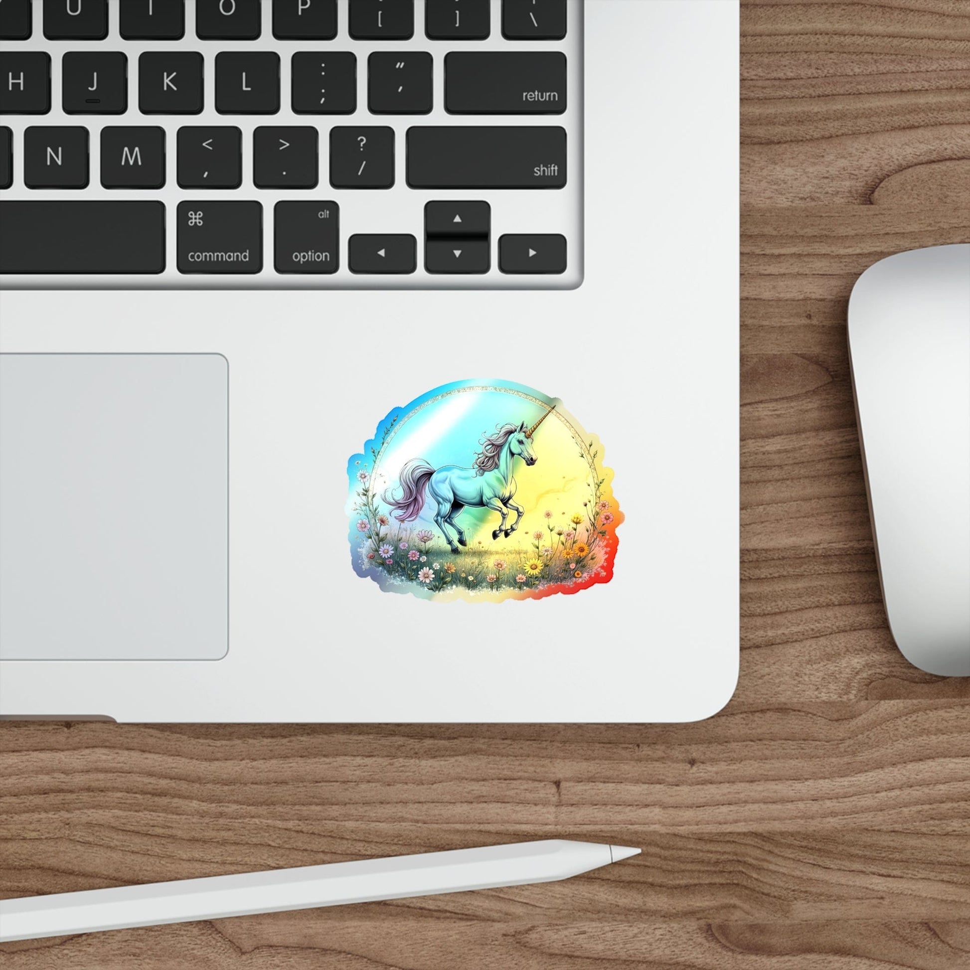 Printify Paper products 3" × 3" / Die-Cut / Holographic Joy Unicorn - Holographic Die-Cut Sticker