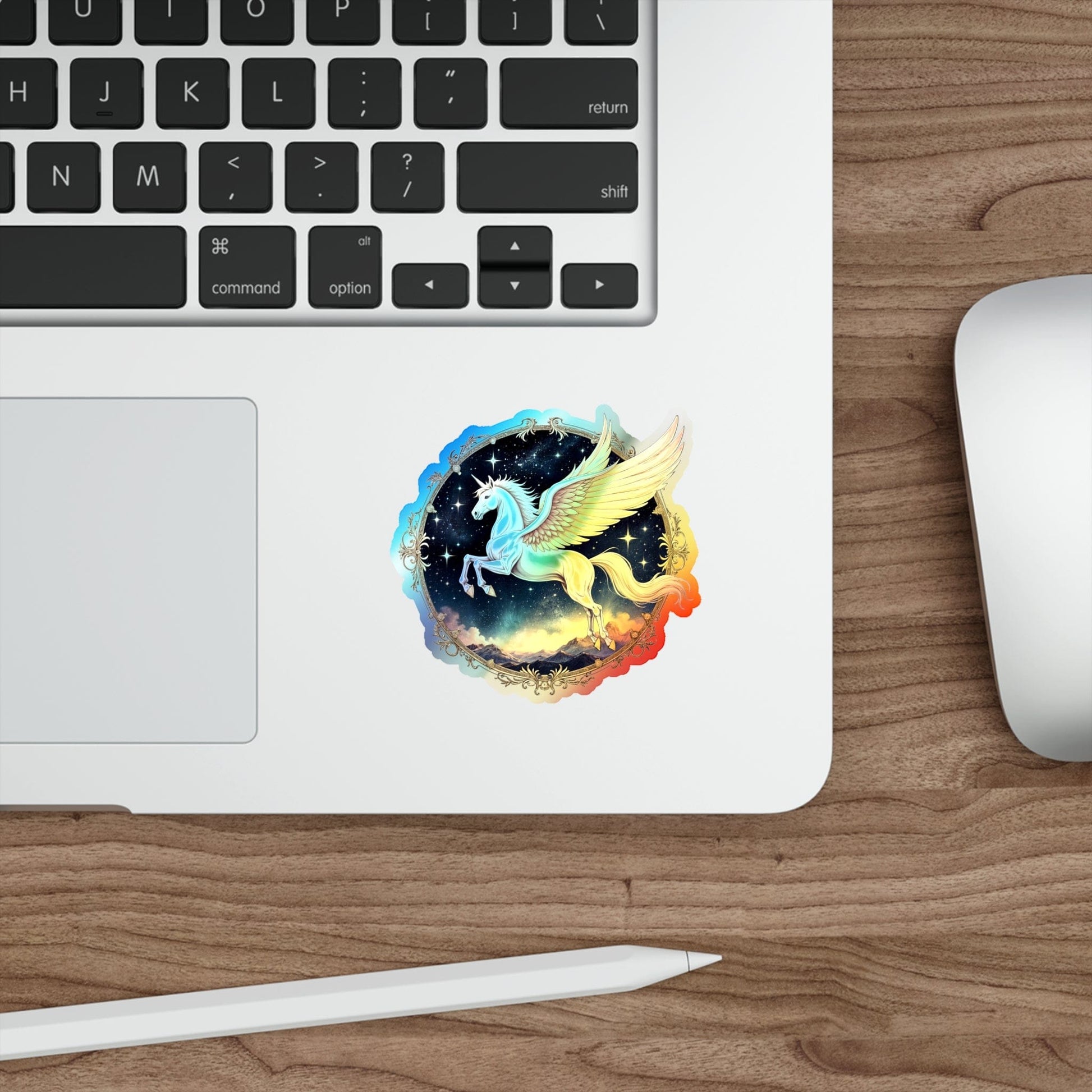 Printify Paper products 3" × 3" / Die-Cut / Holographic Light Unicorn Pegasus Alicorn- Holographic Die-Cut Sticker