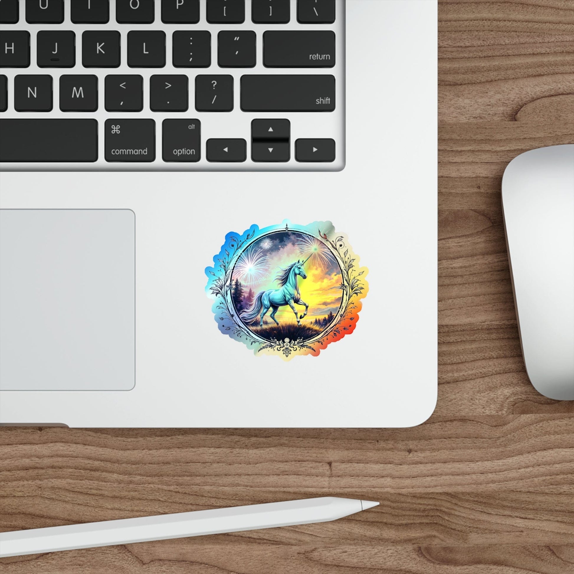 Printify Paper products 3" × 3" / Die-Cut / Holographic Passion Unicorn - Holographic Die-Cut Sticker