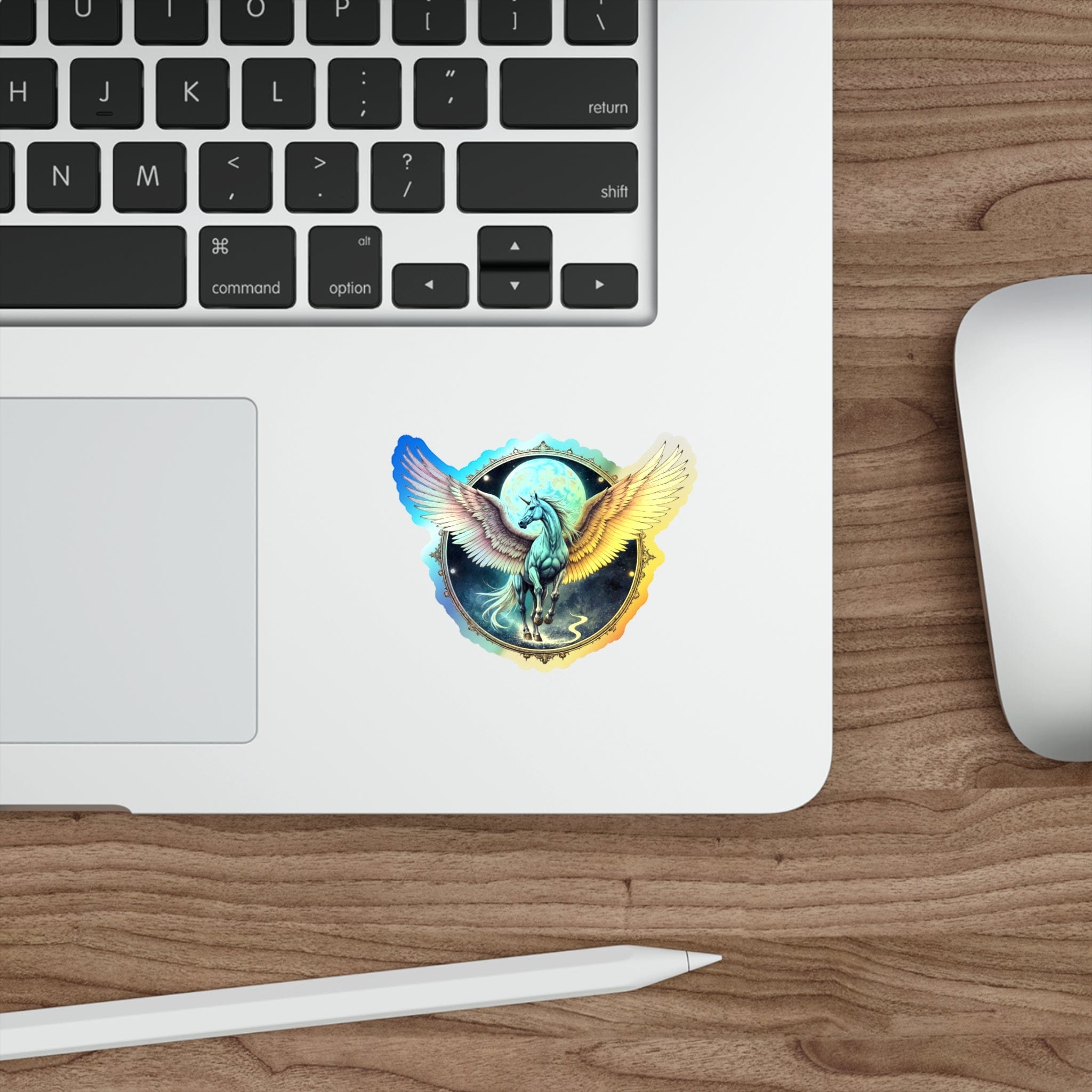 Printify Paper products 3" × 3" / Die-Cut / Holographic Transformation Unicorn Pegasus Alicorn - Holographic Die-Cut Sticker