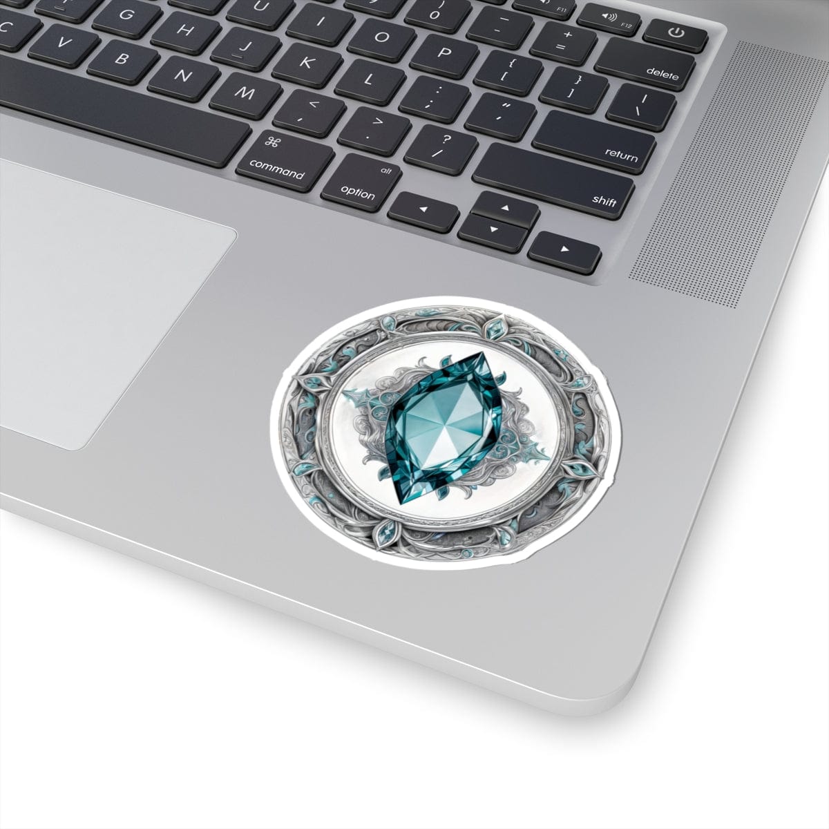 Printify Paper products 3" × 3" / White Aquamarine - Crystals & Gemstones Kiss-Cut Stickers