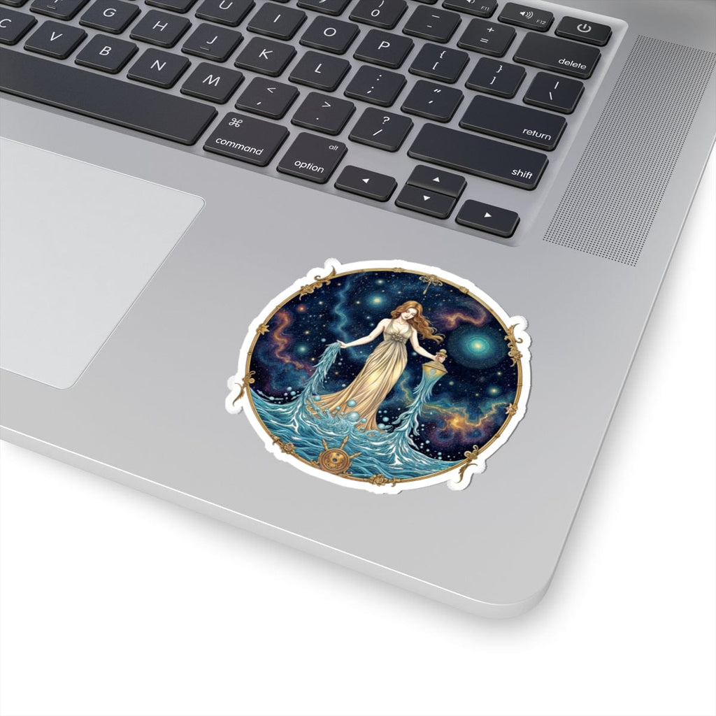 Printify Paper products 3" × 3" / White Aquarius - Zodiac Astrology Kiss-Cut Stickers