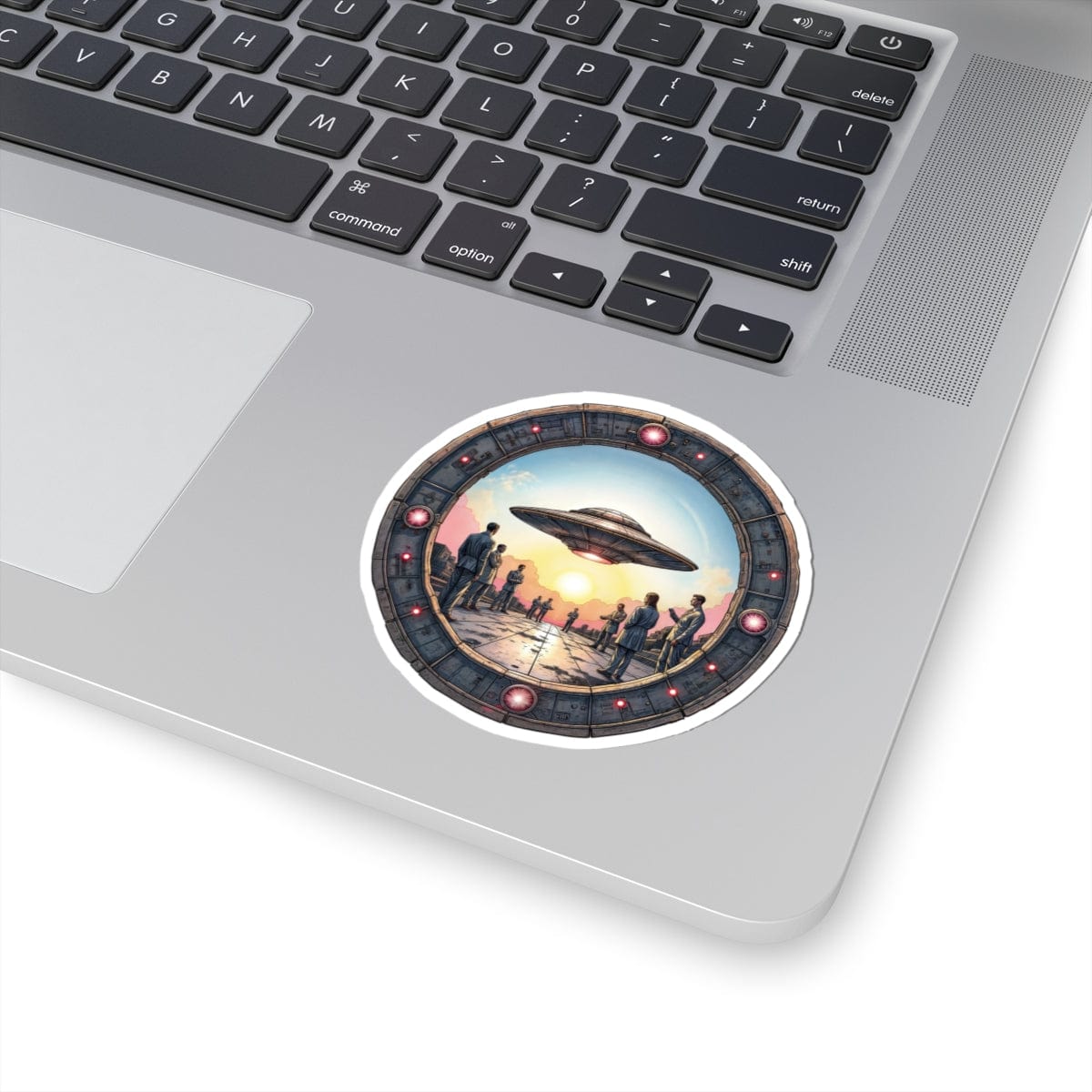 Printify Paper products 3" × 3" / White Area 51: The Mystery Base - UFO & Cosmic Kiss-Cut Stickers