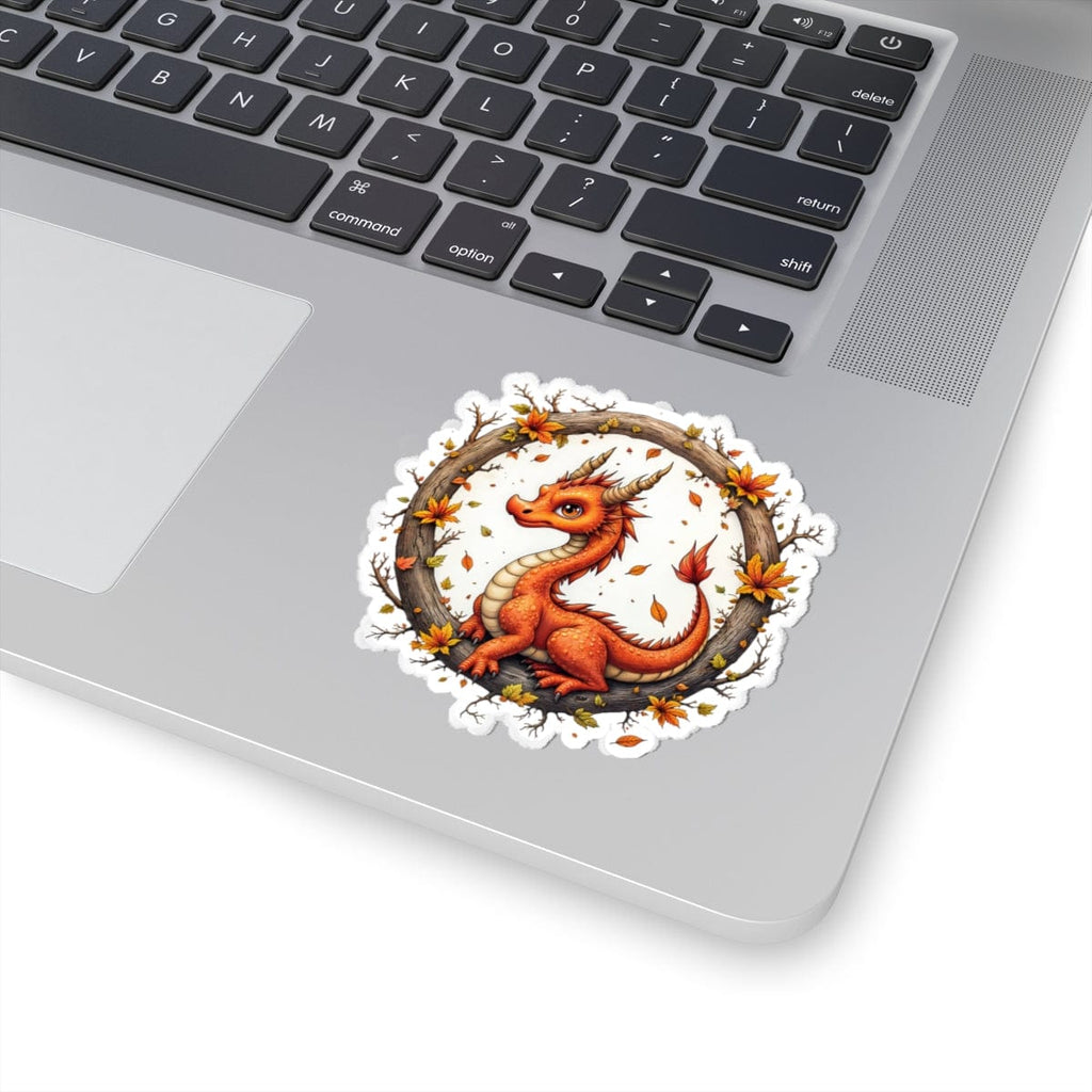 Printify Paper products 3" × 3" / White Autumnfire - Dragons & Magic Kiss-Cut Stickers