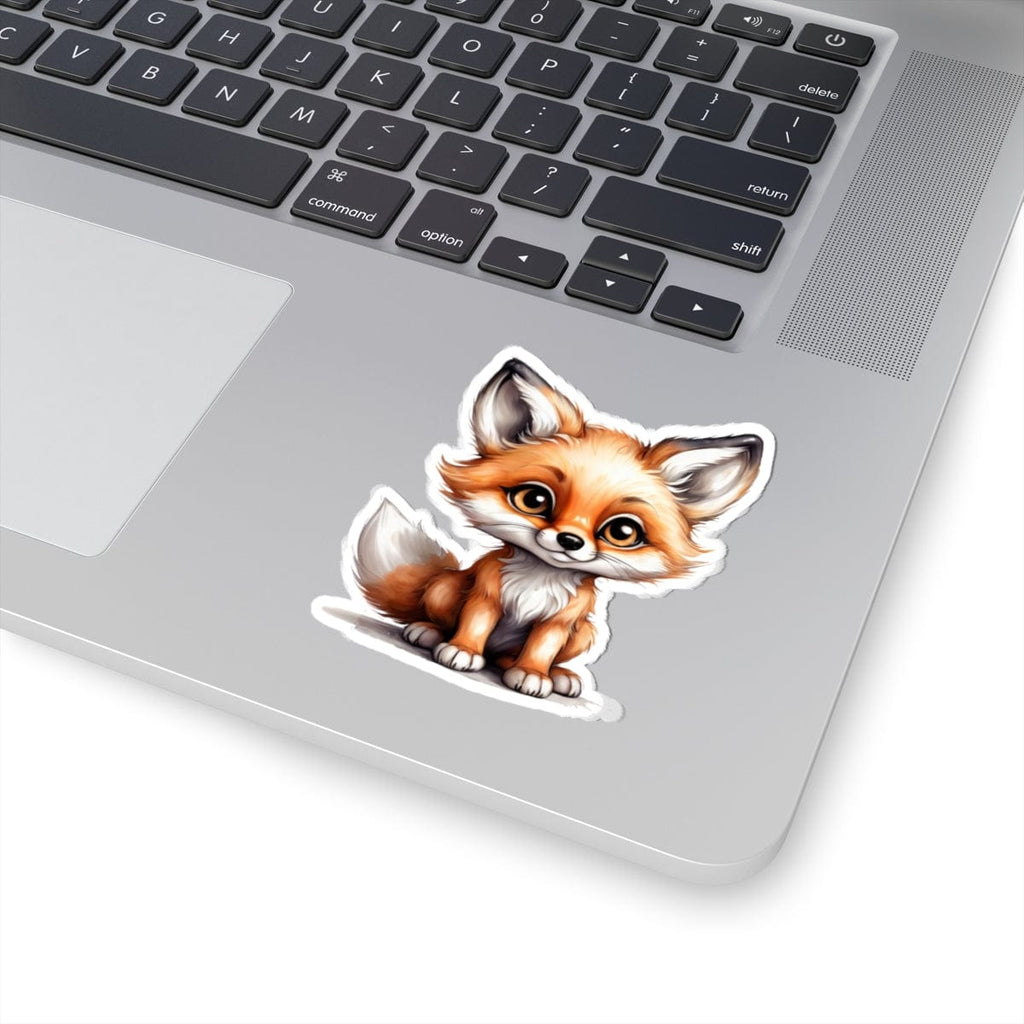 Printify Paper products 3" × 3" / White Baby Fox - Hyper Cute Kiss-Cut Stickers