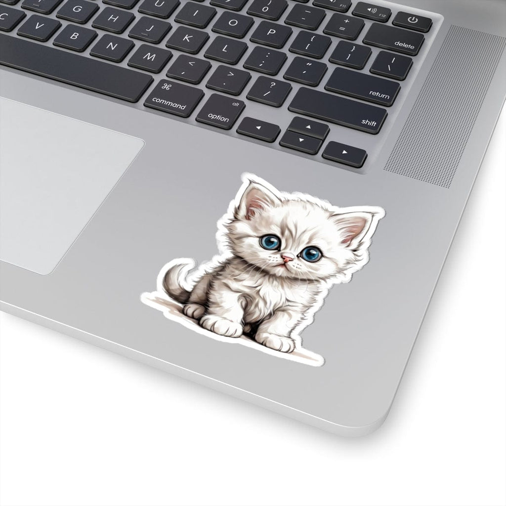 Printify Paper products 3" × 3" / White Baby Kitten - Hyper Cute Kiss-Cut Stickers