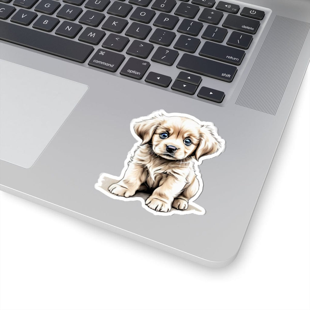 Printify Paper products 3" × 3" / White Baby Puppy - Hyper Cute Kiss-Cut Sticker