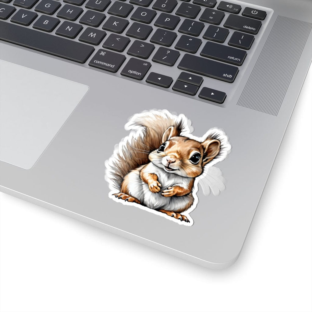 Printify Paper products 3" × 3" / White Baby Squirrel - Hyper Cute Kiss-Cut Stickers