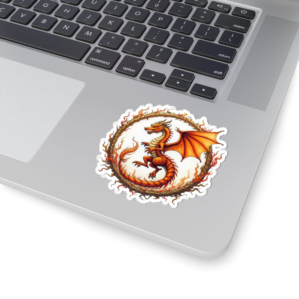 Printify Paper products 3" × 3" / White Blazewing - Dragons & Magic Kiss-Cut Stickers