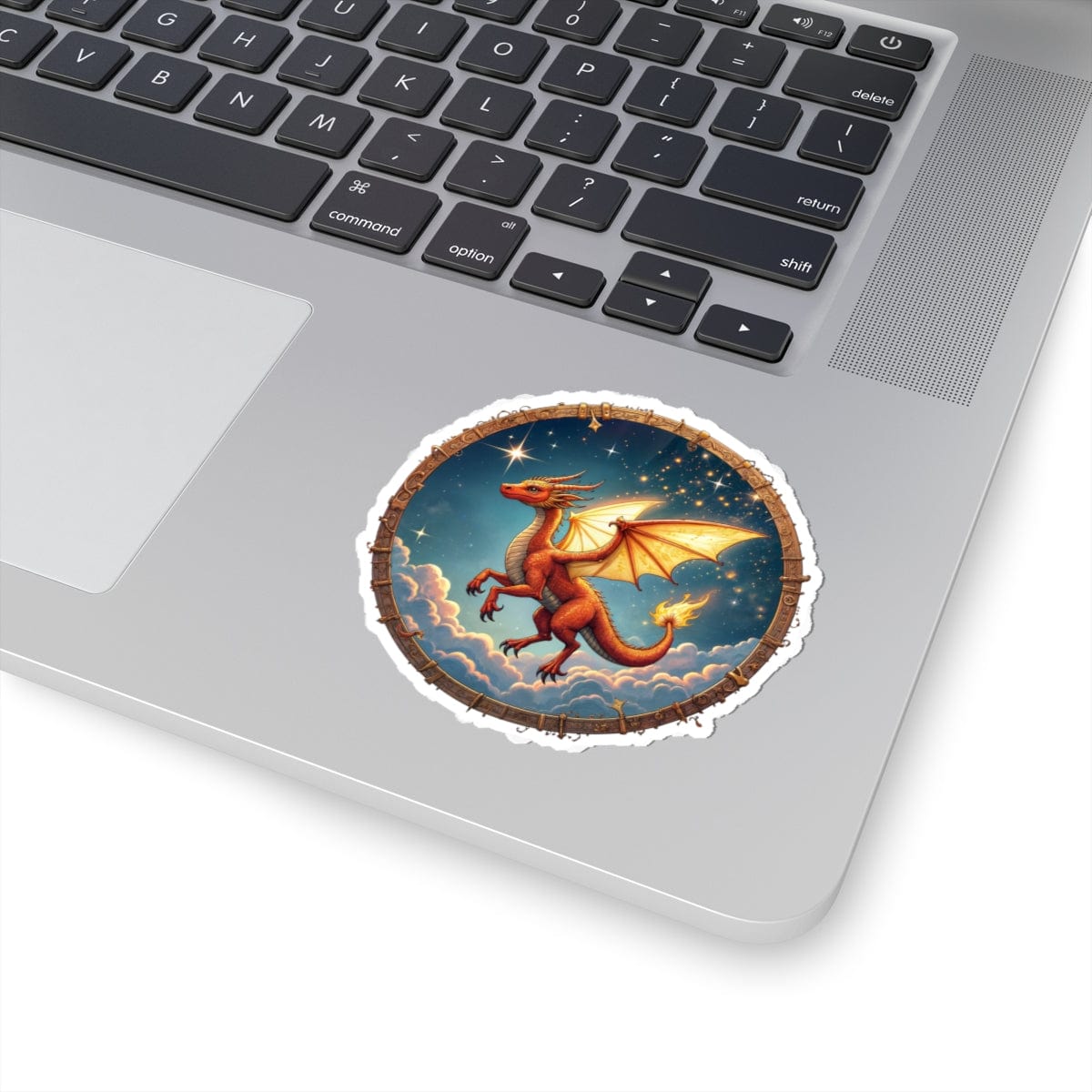 Printify Paper products 3" × 3" / White Celestial Flame - Dragons & Magic Kiss-Cut Stickers