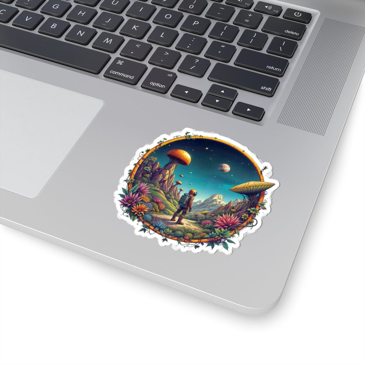 Printify Paper products 3" × 3" / White Cosmic Explorer - UFO & Cosmic Kiss-Cut Stickers