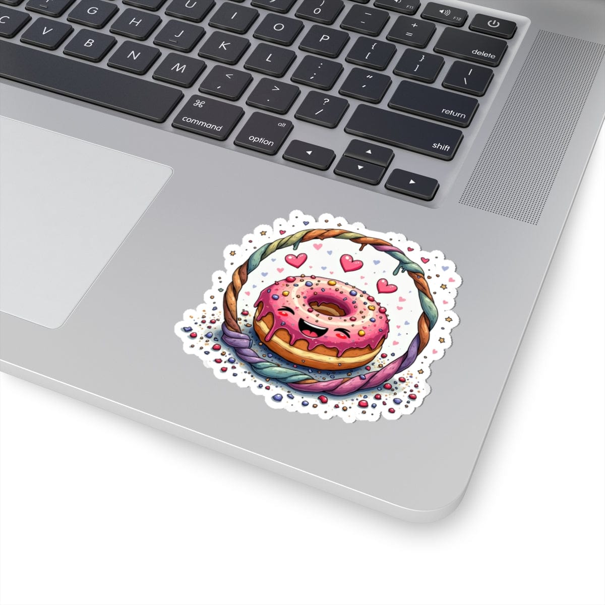 Printify Paper products 3" × 3" / White Donut Worry - Love & Fun Kiss-Cut Stickers