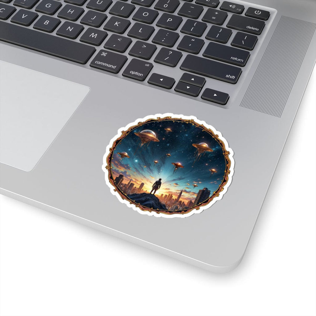Printify Paper products 3" × 3" / White Galactic Connections - UFO & Cosmic Kiss-Cut Stickers