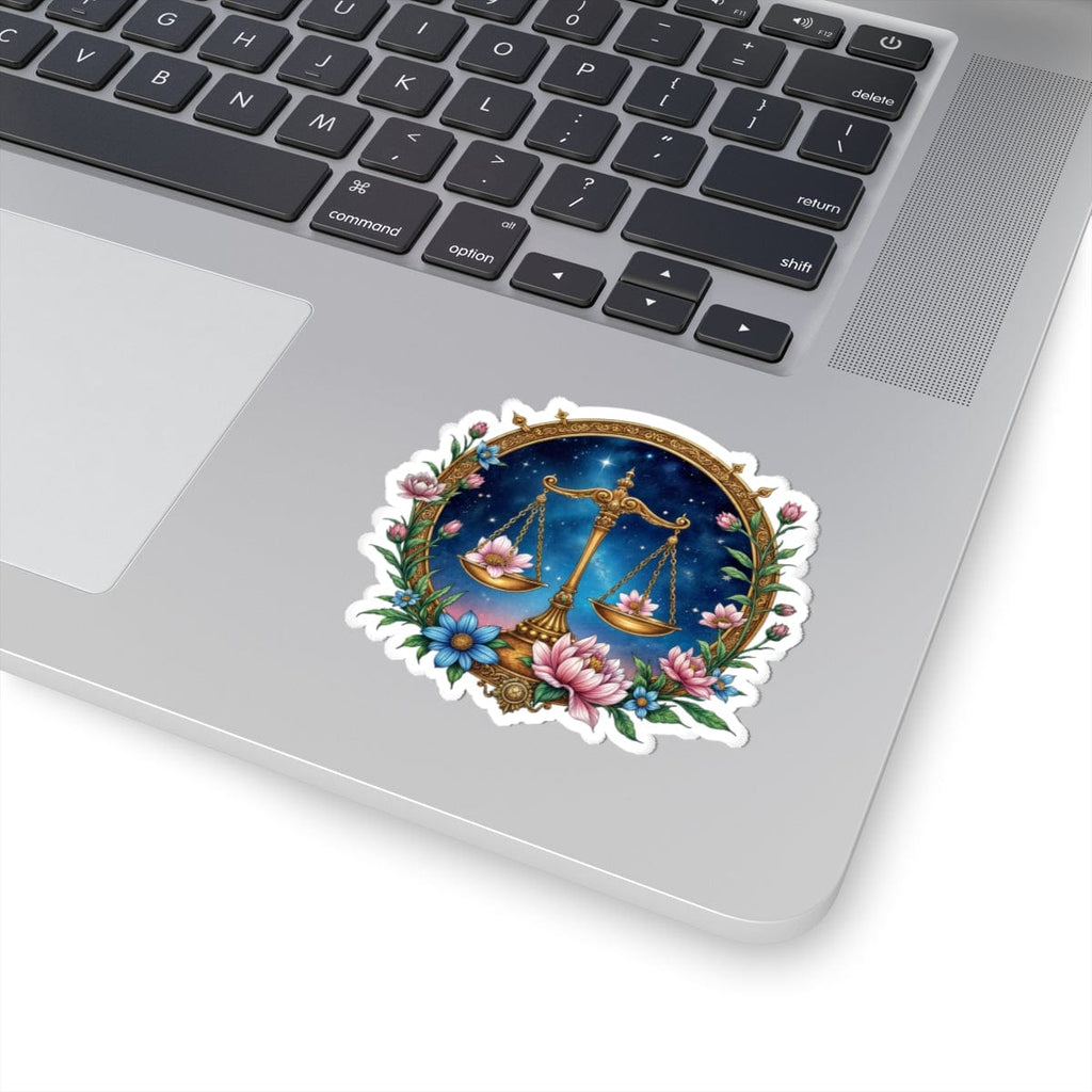 Printify Paper products 3" × 3" / White Libra - Zodiac Astrology Kiss-Cut Stickers