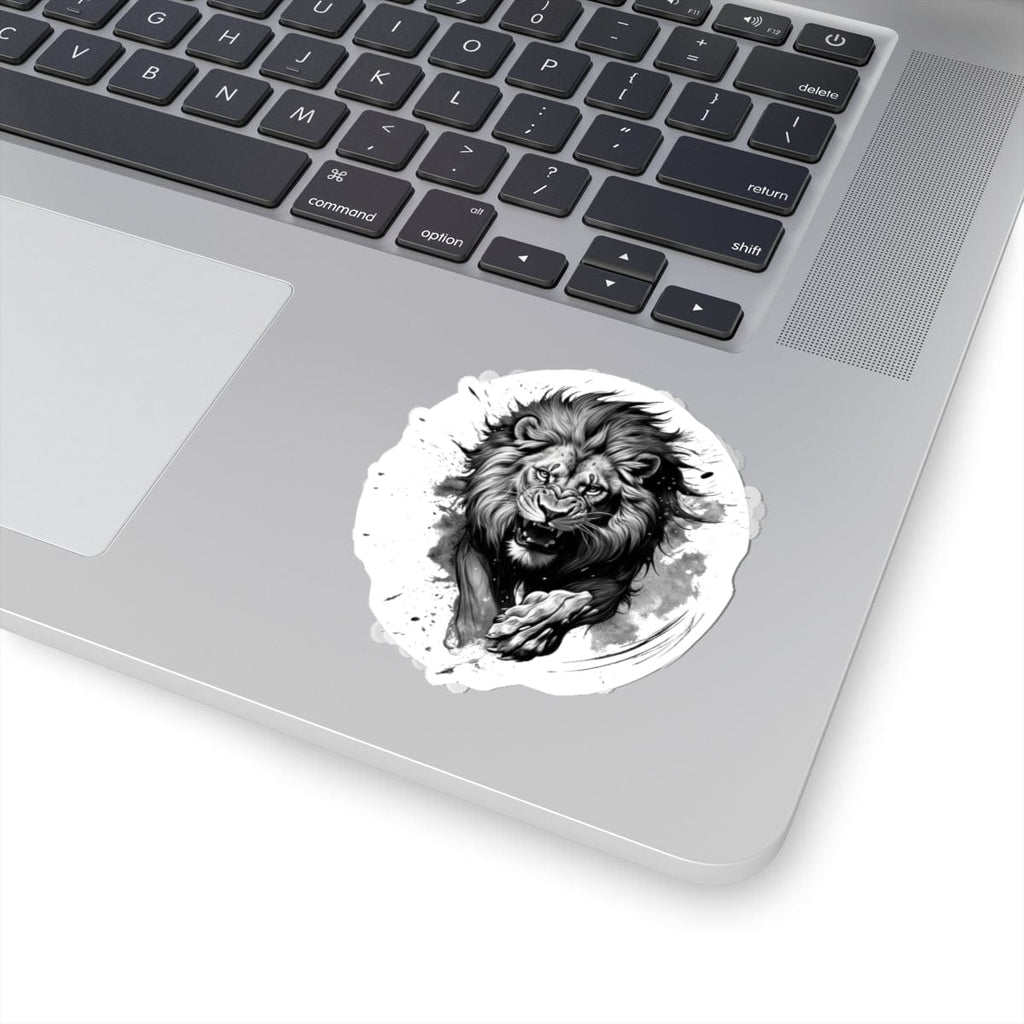 Printify Paper products 3" × 3" / White Lion Charge - Wild & Fierce Kiss-Cut Stickers