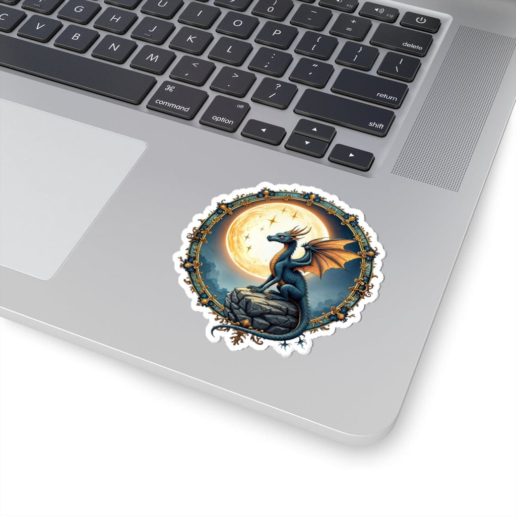 Printify Paper products 3" × 3" / White Lunar Ember - Dragons & Magic Kiss-Cut Stickers