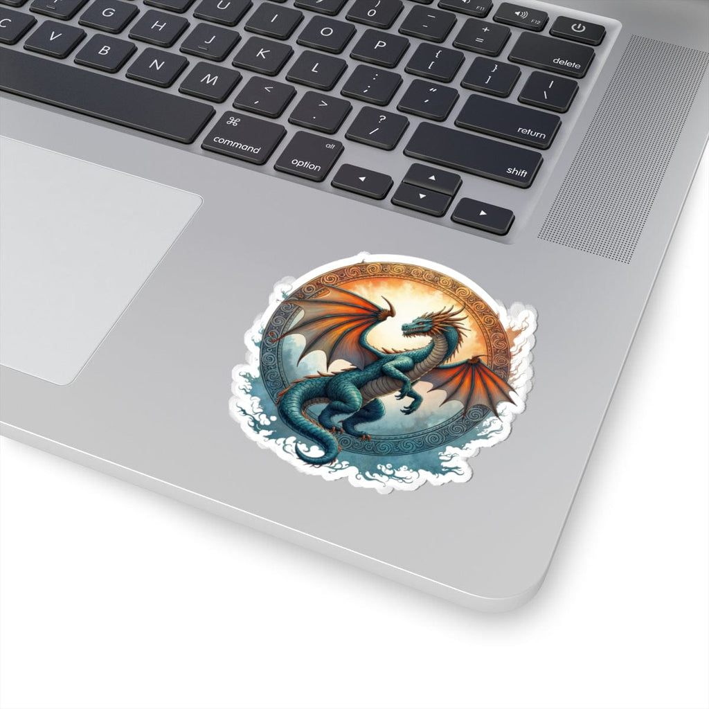 Printify Paper products 3" × 3" / White Skyfire Dragon - Dragons & Magic Kiss-Cut Stickers