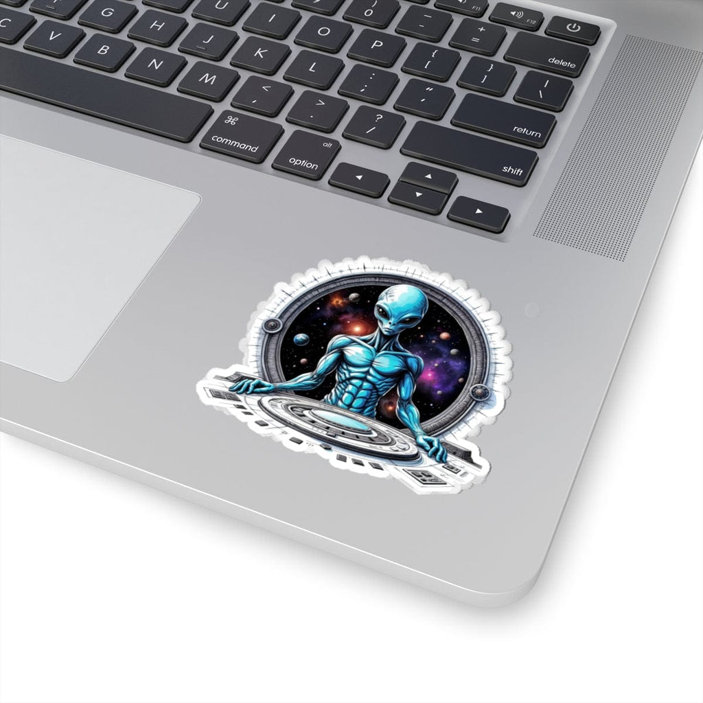 Printify Paper products 3" × 3" / White Sticker - Galactic Traveler Ready for Cosmic Adventures! - Alien & Space Kiss-Cut