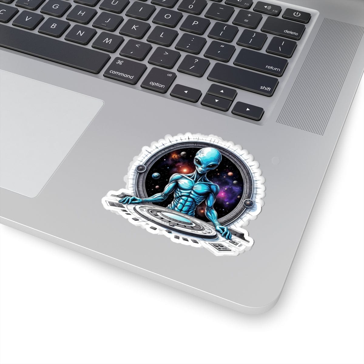 Printify Paper products 3" × 3" / White Sticker - Galactic Traveler Ready for Cosmic Adventures! - Alien & Space Kiss-Cut