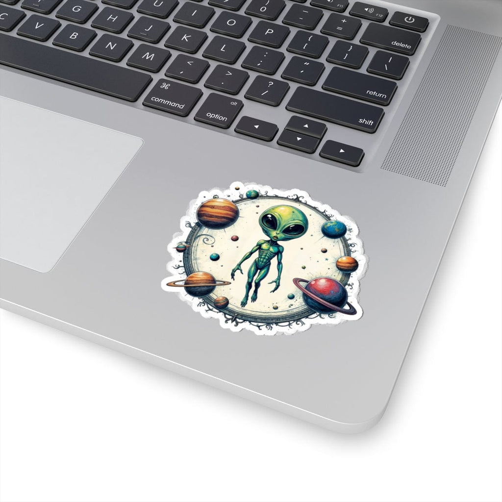 Printify Paper products 3" × 3" / White Sticker - Lost in Space, But Finding Fun Everywhere! - Alien & Space Kiss-Cut