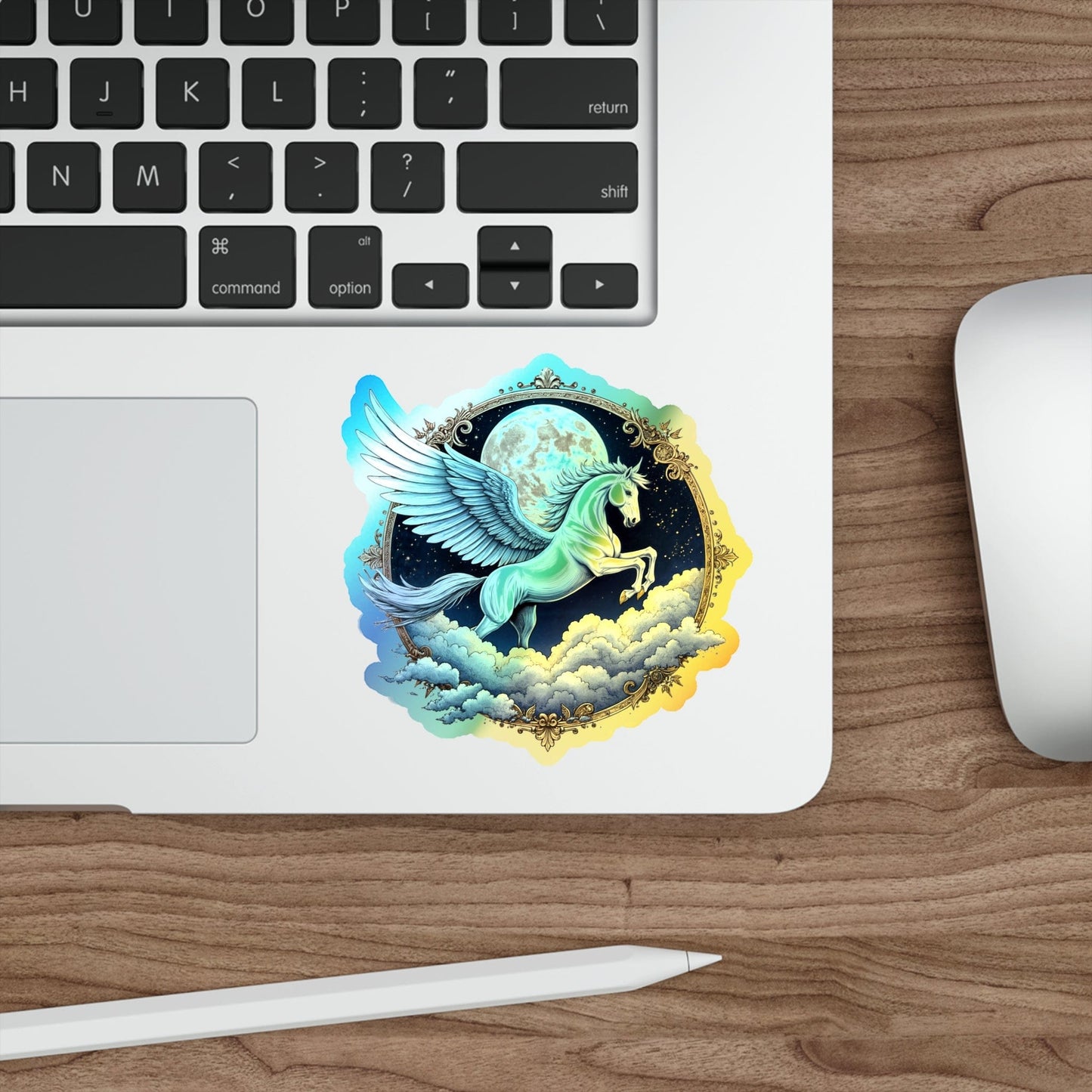 Printify Paper products 4" × 4" / Die-Cut / Holographic Intuition Pegasus - Holographic Die-Cut Sticker