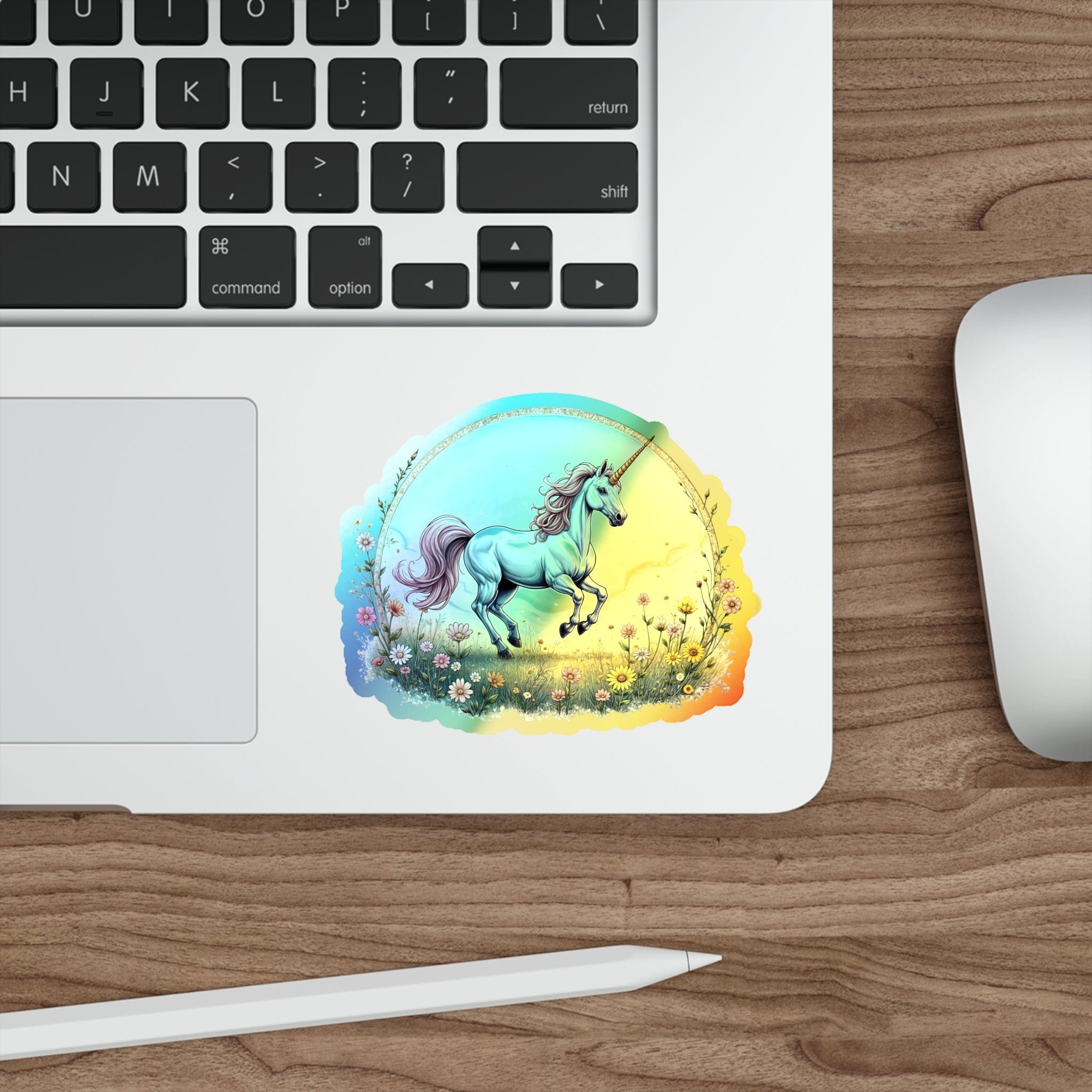 Printify Paper products 4" × 4" / Die-Cut / Holographic Joy Unicorn - Holographic Die-Cut Sticker