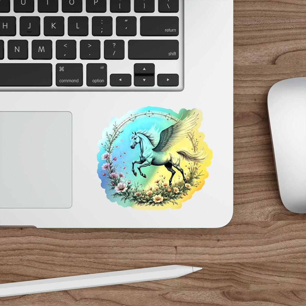 Printify Paper products 4" × 4" / Die-Cut / Holographic Renewal Pegasus - Holographic Die-Cut Sticker