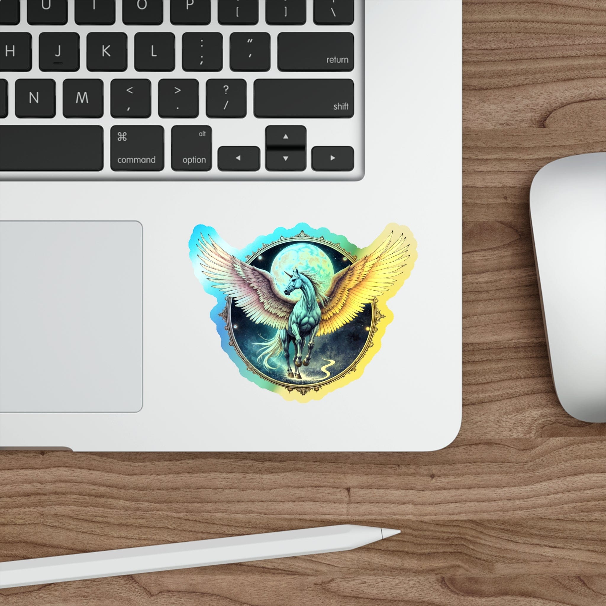 Printify Paper products 4" × 4" / Die-Cut / Holographic Transformation Unicorn Pegasus Alicorn - Holographic Die-Cut Sticker