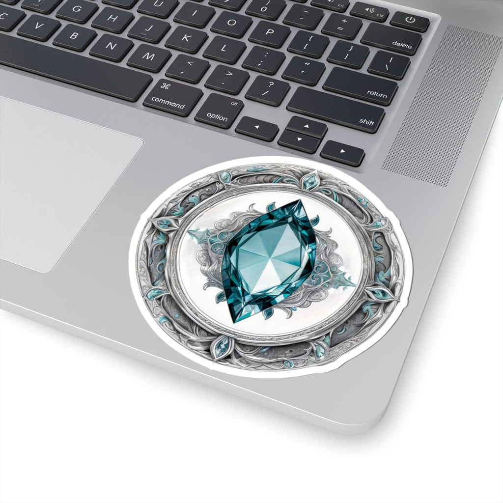 Printify Paper products 4" × 4" / White Aquamarine - Crystals & Gemstones Kiss-Cut Stickers