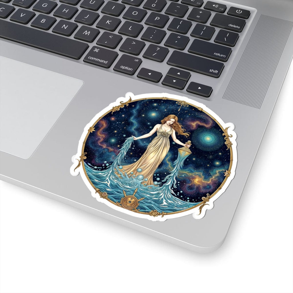 Printify Paper products 4" × 4" / White Aquarius - Zodiac Astrology Kiss-Cut Stickers