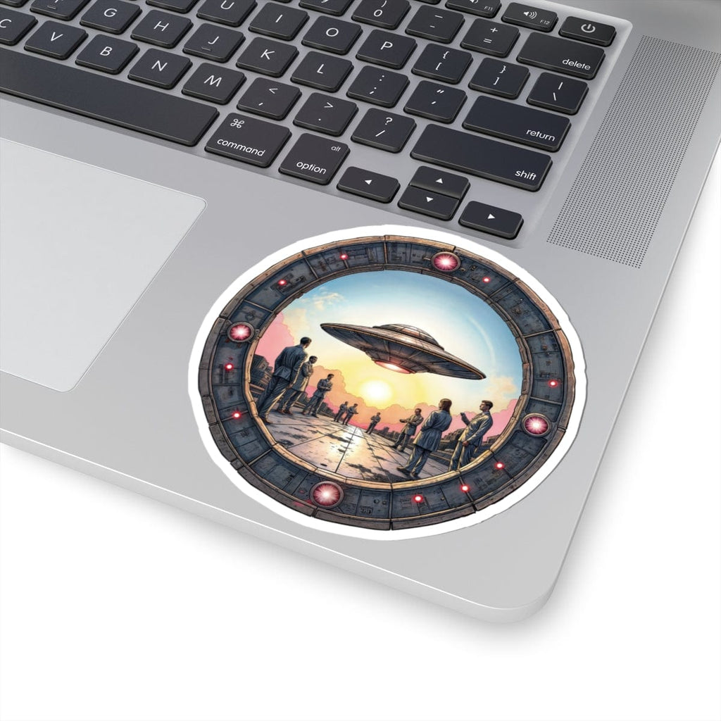 Printify Paper products 4" × 4" / White Area 51: The Mystery Base - UFO & Cosmic Kiss-Cut Stickers