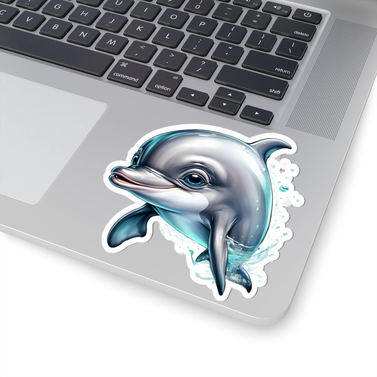 Printify Paper products 4" × 4" / White Baby Dolphin - Hyper Cute Kiss-Cut Stickers