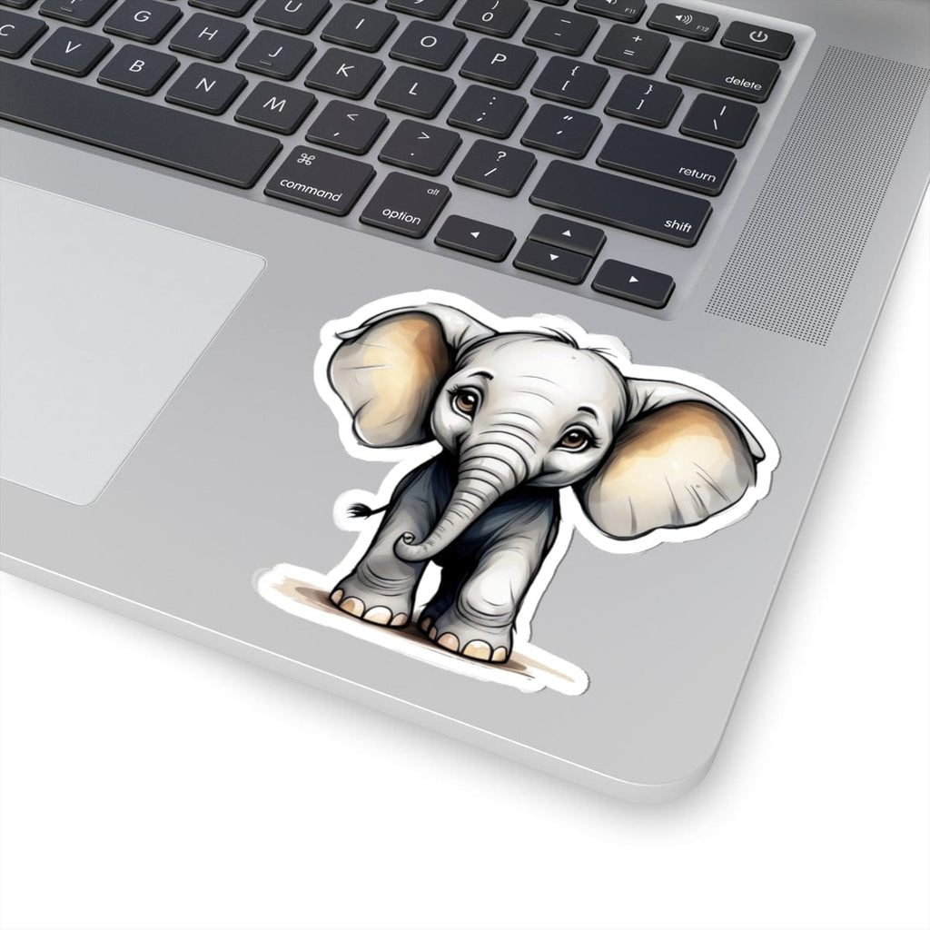 Printify Paper products 4" × 4" / White Baby Elephant - Hyper Cute Kiss-Cut Stickers