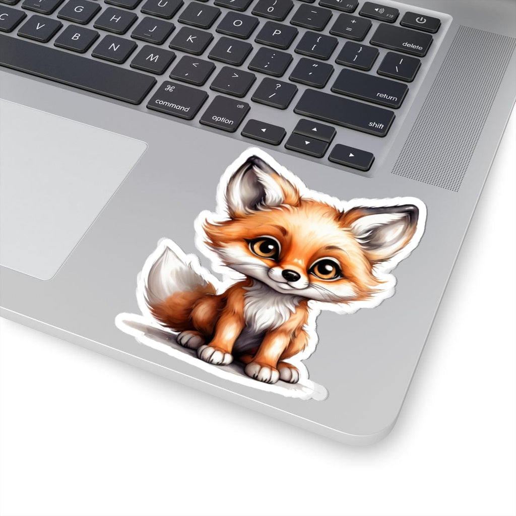 Printify Paper products 4" × 4" / White Baby Fox - Hyper Cute Kiss-Cut Stickers