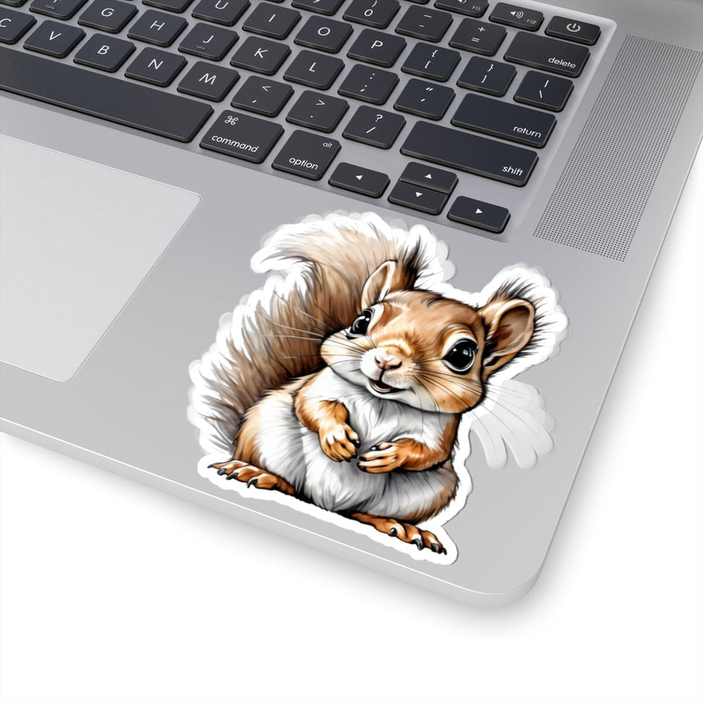 Printify Paper products 4" × 4" / White Baby Squirrel - Hyper Cute Kiss-Cut Stickers