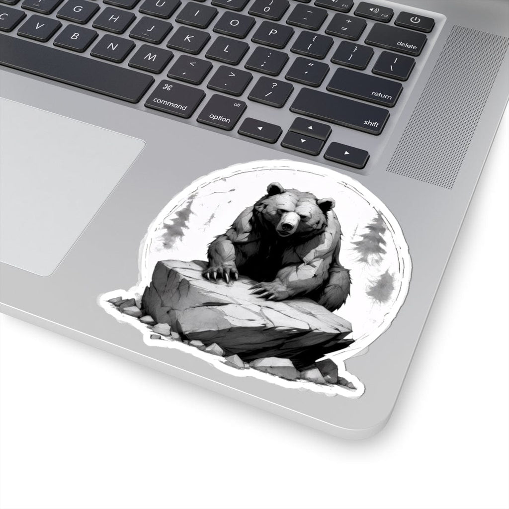 Printify Paper products 4" × 4" / White Bear Rock - Wild & Fierce Kiss-Cut Stickers