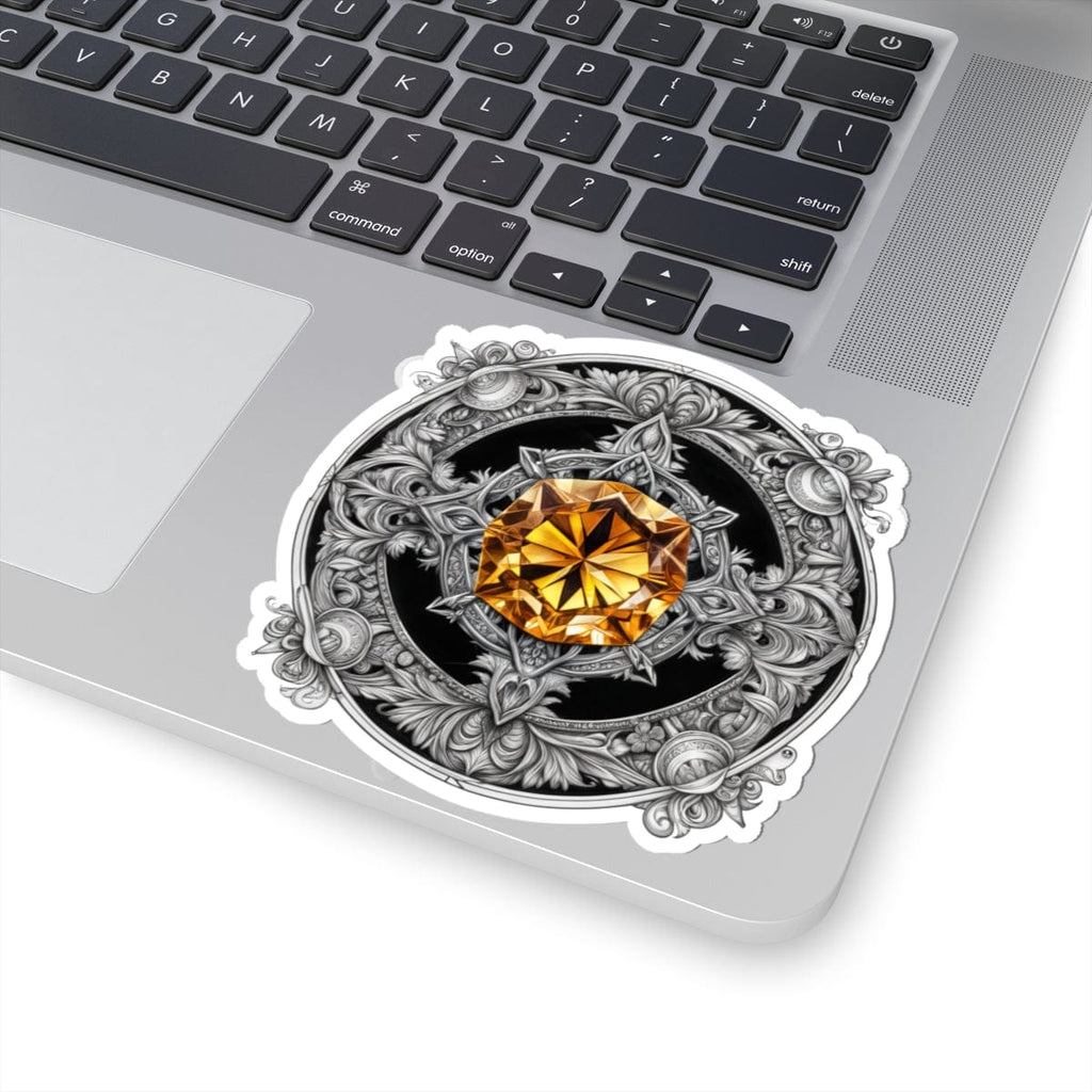 Printify Paper products 4" × 4" / White Citrine - Crystals & Gemstones Kiss-Cut Stickers